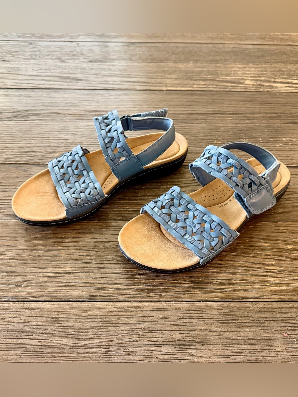Clarks Laurieann Lily Leather Slingback Sandals Women’s 8 Denim Blue Adjustabl